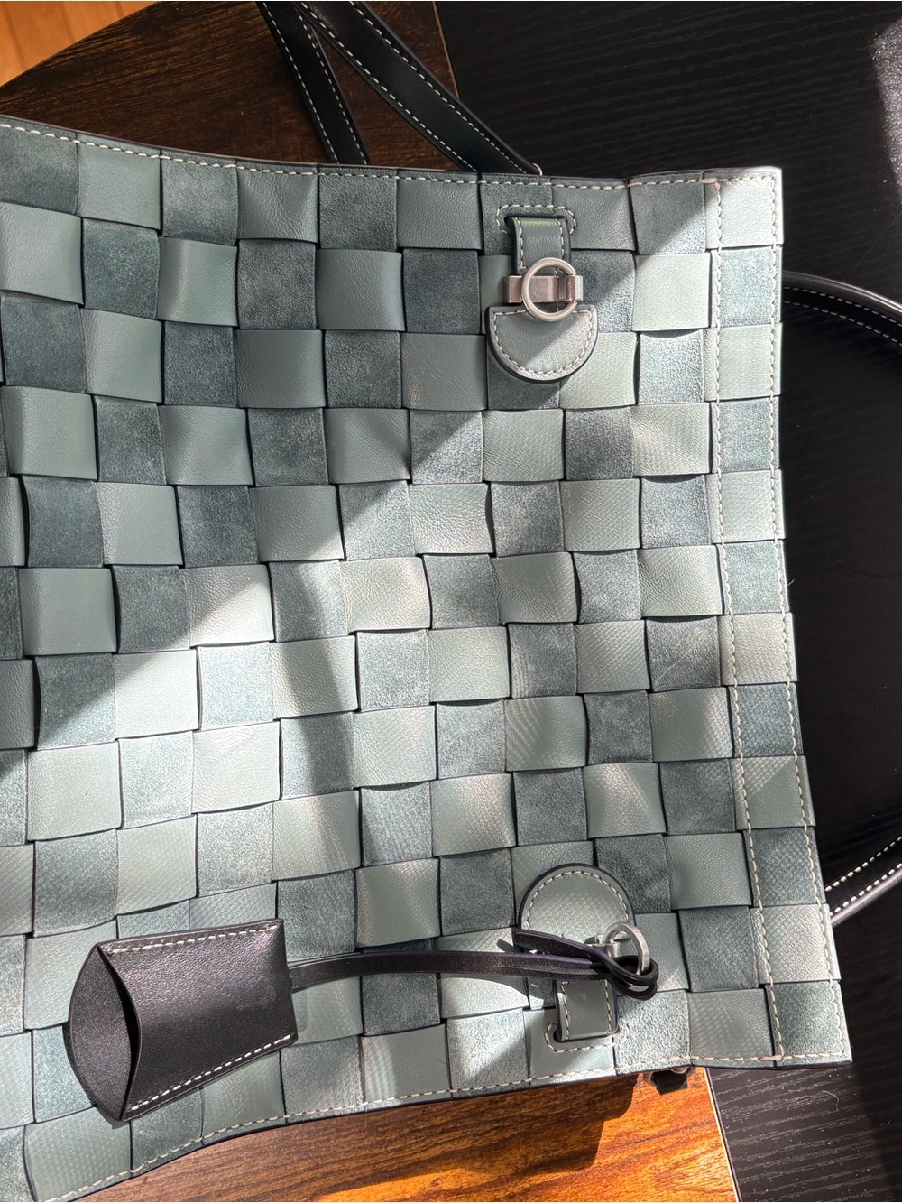 Tory Burch Lee Radziwill Leather Woven Double Satchel - Picture 2 of 7